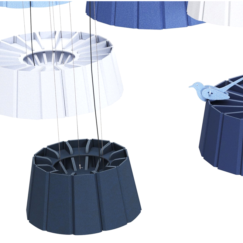 Desain Modern Panel Akustik Membingungkan Bentuk Strip Papan Serat Poliester yang Menyerap Suara dan Ramah Lingkungan untuk Penggunaan di Gym