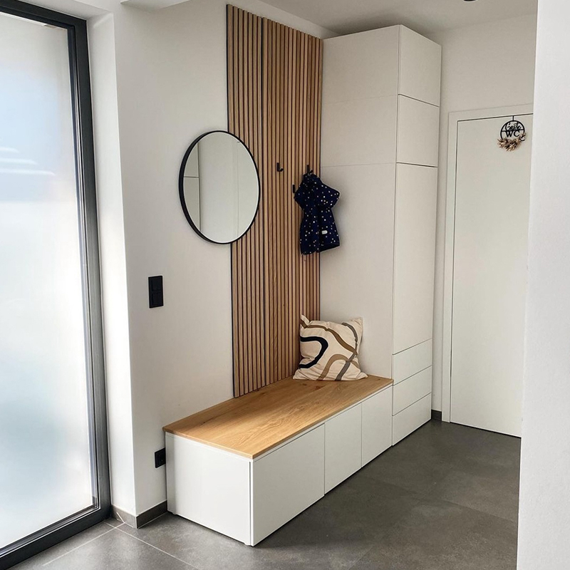 Panel Dinding Akustik Kayu Desain Akupanel Model 3D Bilah Kayu Kedap Suara untuk Penggunaan Rumah Sakit Bioskop Sekolah Hotel