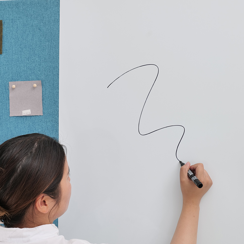 Papan Akustik Tulisan Putih untuk Ruang Rapat Kantor Kain Dibungkus Kaca Tempered Magnetik Penyerap Kebisingan dengan Tulisan