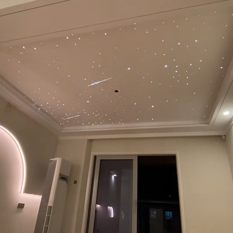 Cahaya Bintang Ambien Cahaya Bintang Panas Langit-langit Peregangan Akustik Serat Optik Warna-warni Modern untuk Hotel Remote Control Ambient